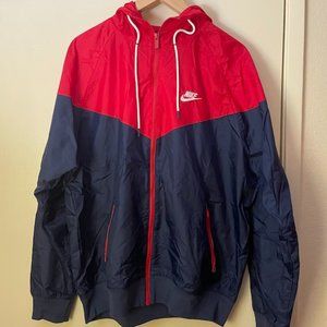 Nike Windbreaker Windrunner Size Men's Large Red/Navy